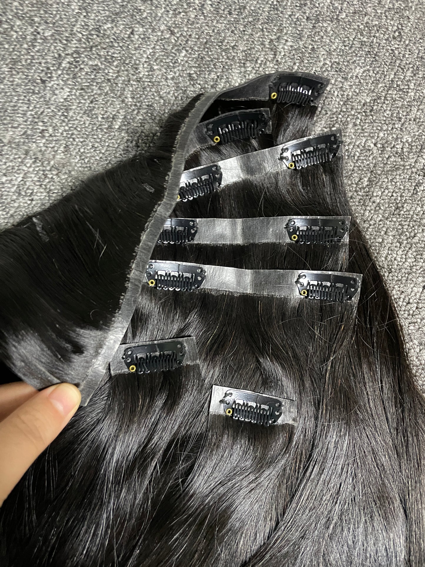Small PU Seamless Clip in Extension #1B - Body Wave