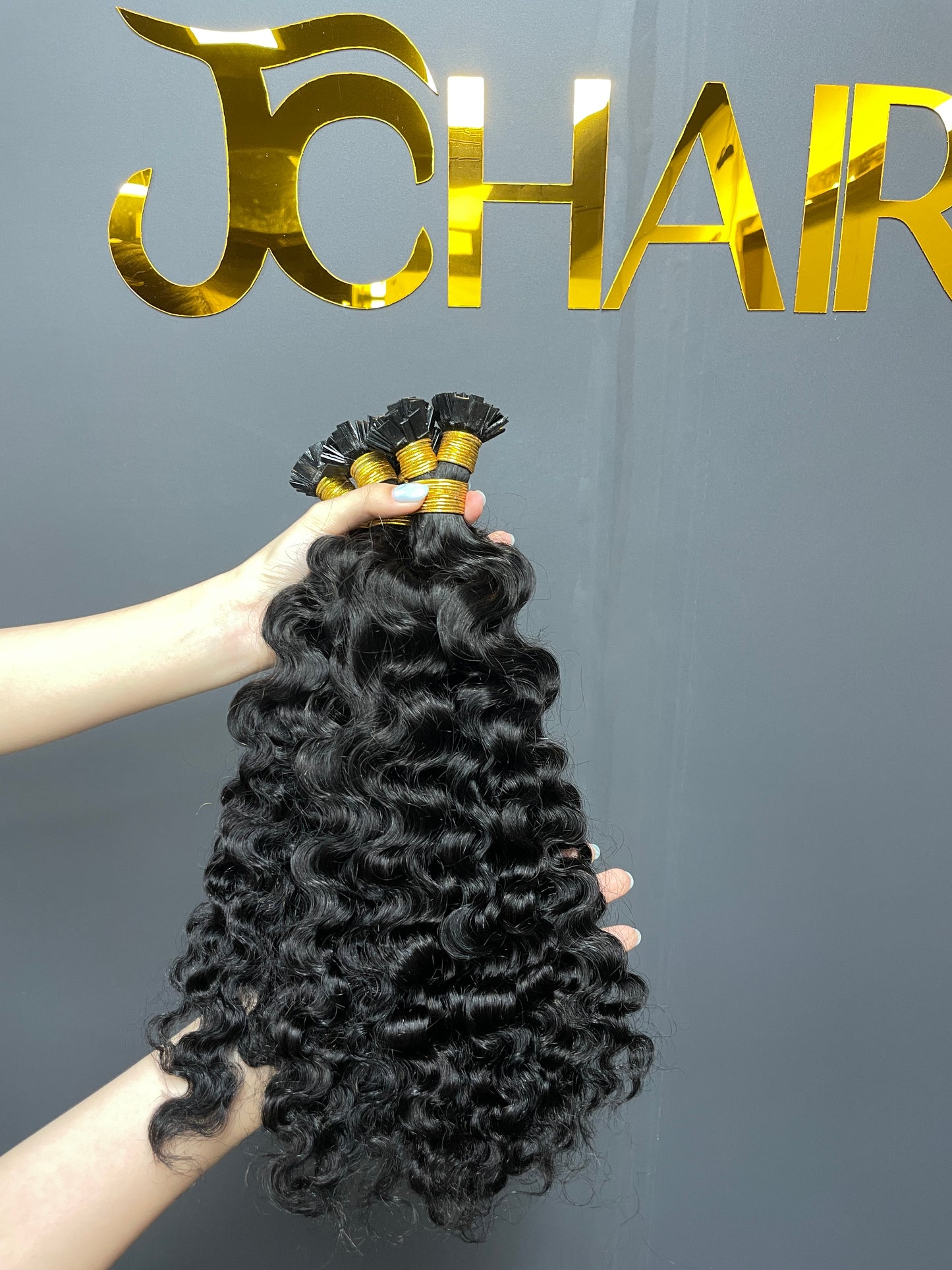 Indian Hair Flat-tip Extentions Burmese curly #1B