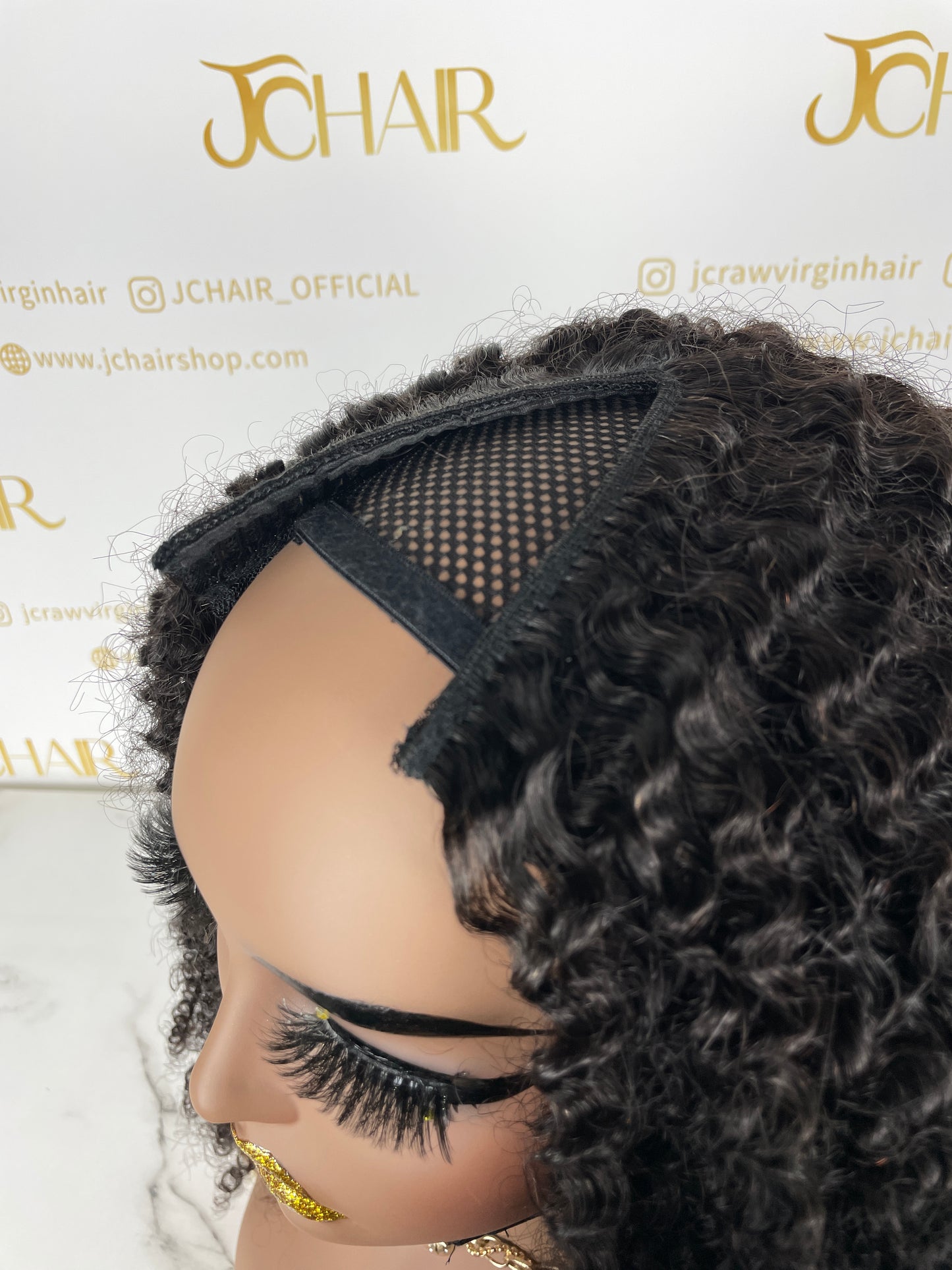 V-part Wig 180% 210%Density - Kinky Curly #1B