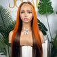 #4/350 Ginger Straight Brazilian Hair 13X4 Transparent Lace Wig 180%