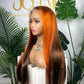 #4/350 Ginger Straight Brazilian Hair 13X4 Transparent Lace Wig 180%