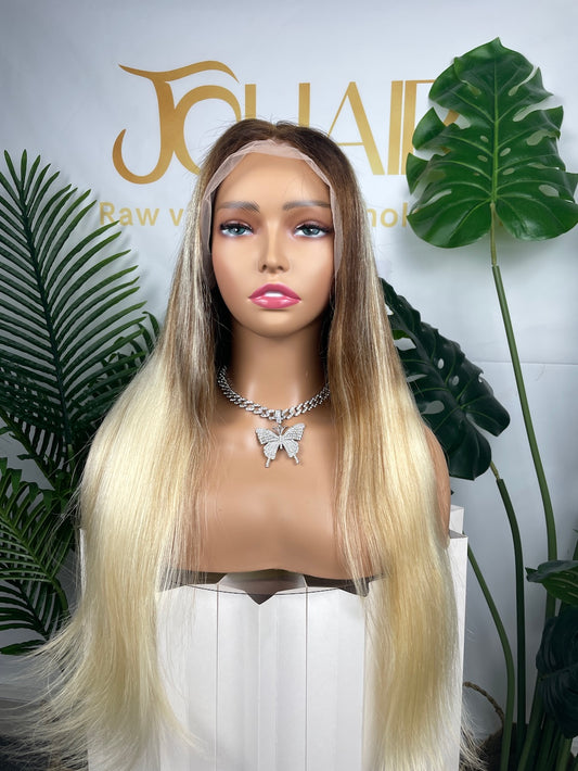 #4/613 Staight Brazilian Hair 13X4 Transparent Lace Wig 180%