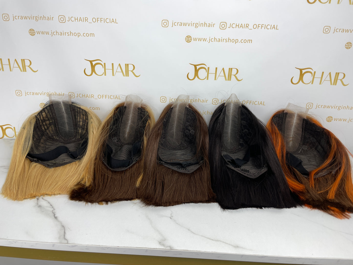 Raw Hair SDD Blunt Cut 2x6 Swiss Brown Lace Bob Wig #1B #1b/27  #4 #4/27 #4/350