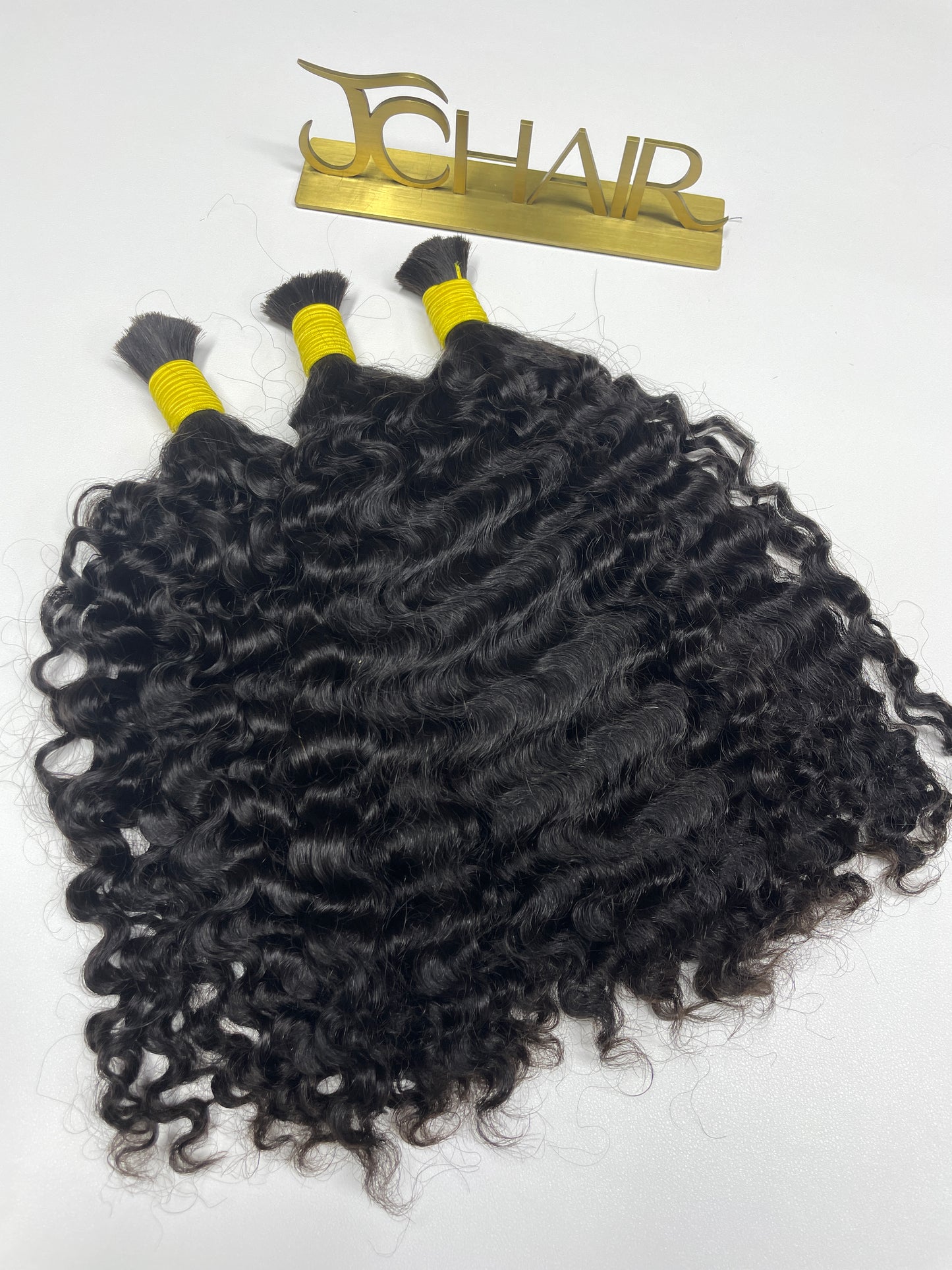 Double Drawn Bulk Hair #1B Burmese curly