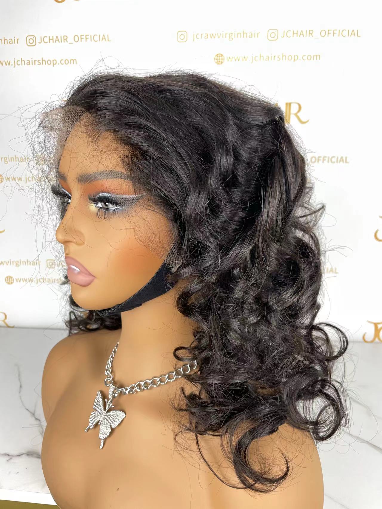 Top Burmese Virgin Hair 13x4 13x6 HD Full Frontal Wig - Loose Wave #1B