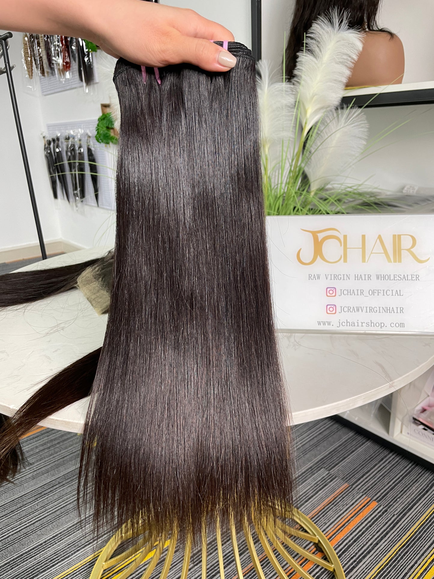 Chinese raw hair bundles #1B straight