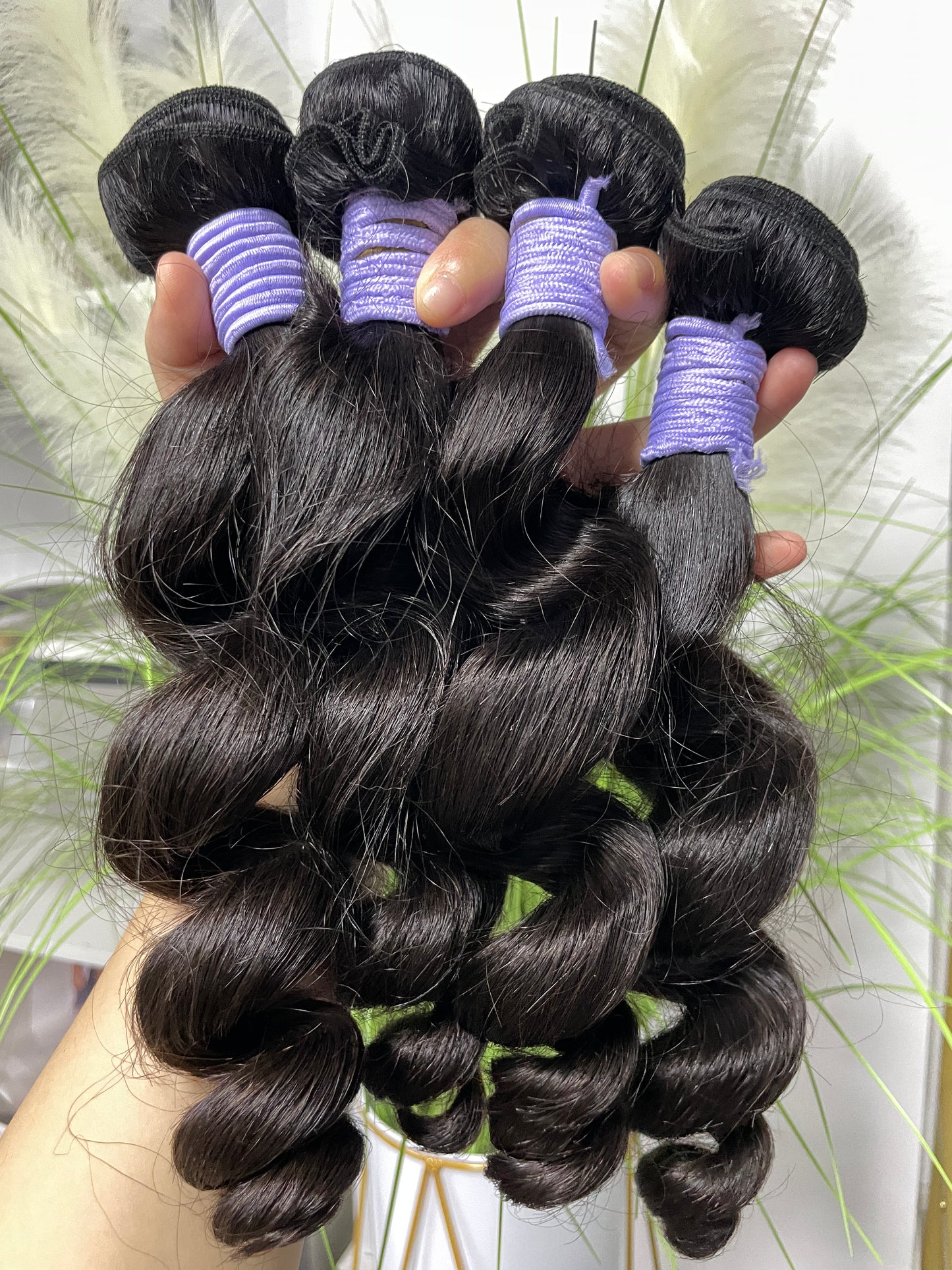 top raw cambodian hair bundle #1B loose wave