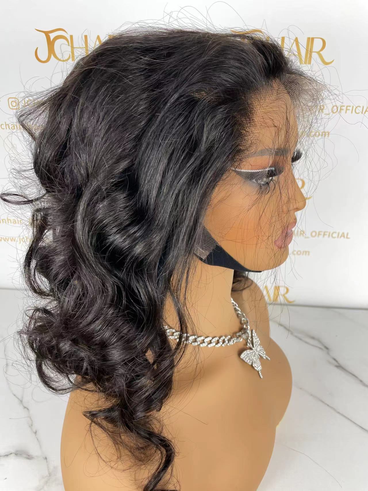 Top Burmese Virgin Hair 13x4 13x6 HD Full Frontal Wig - Loose Wave #1B