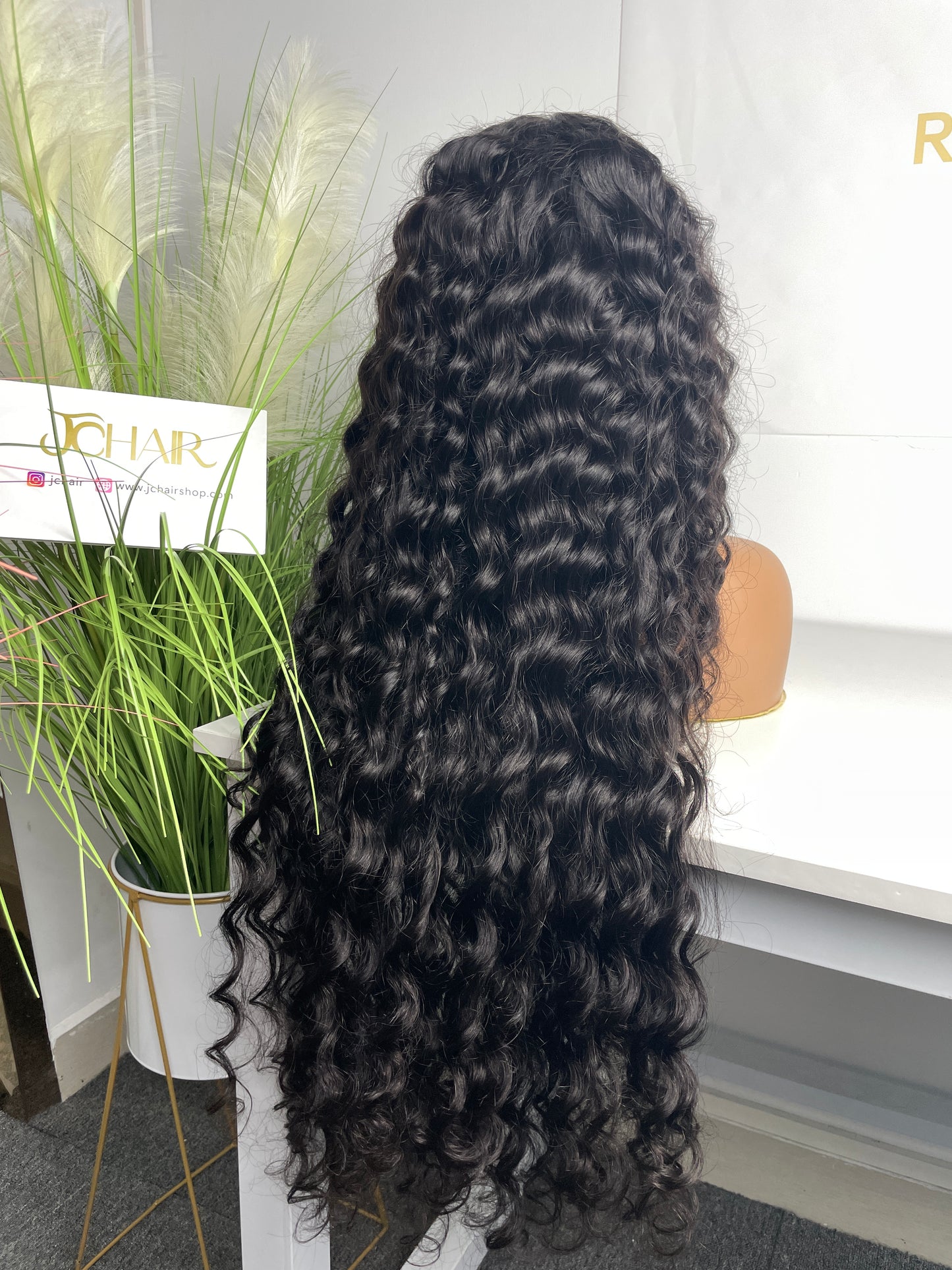 Top Burmese Virgin Hair 13x4 13x6 HD Full Frontal Wig - Loose Curly #1B