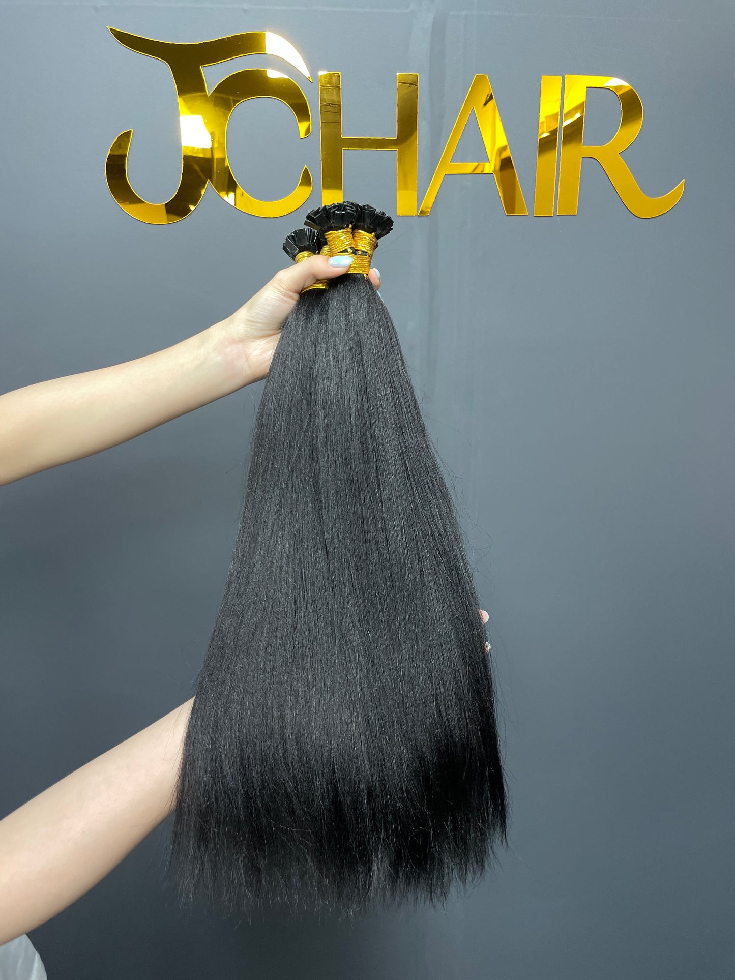 Indian Hair Flat-tip Extentions Yaki straight #1B