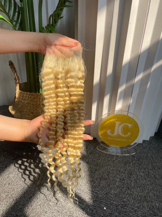 Top Virgin Deep Wave HD / Transparent Lace Closure #613