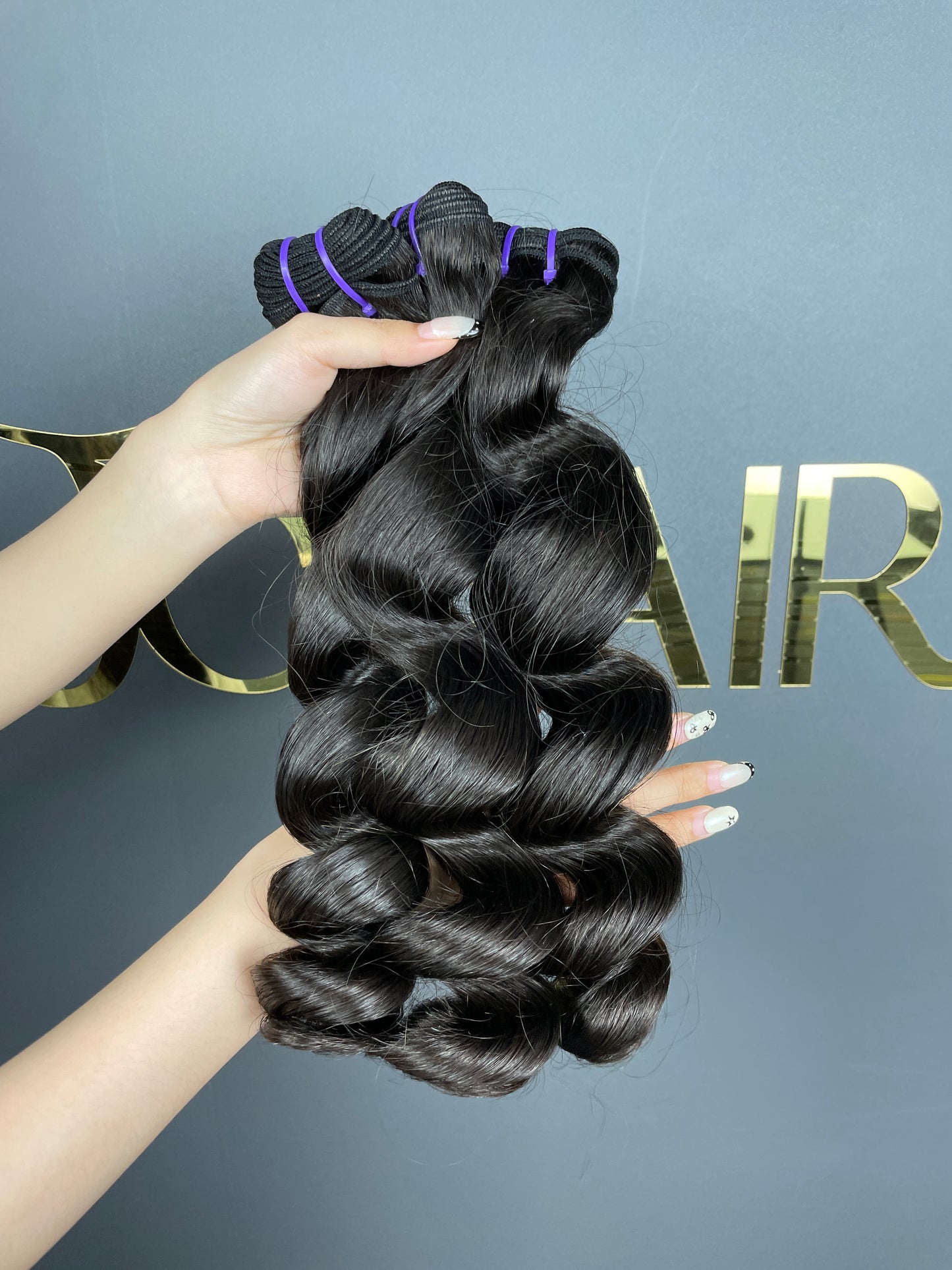 top raw cambodian hair bundle #1B loose wave