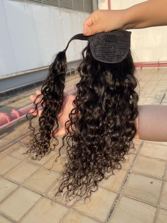 Top Virgin Ponytail #1B - Italian Curly