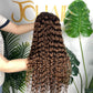#4 Chocolate Italian Curly Brazilian Hair 13X4 Transparent Lace Wig 180%