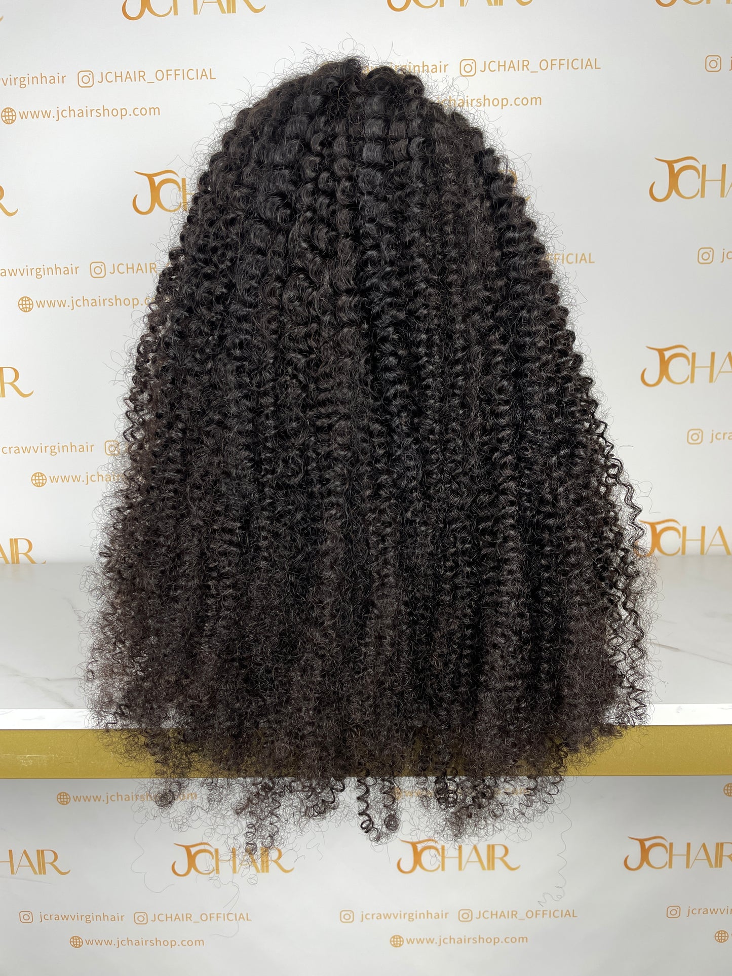 Top Burmese Virgin Hair 13x4 13x6 HD Full Frontal Wig  - Kinky Curly #1B