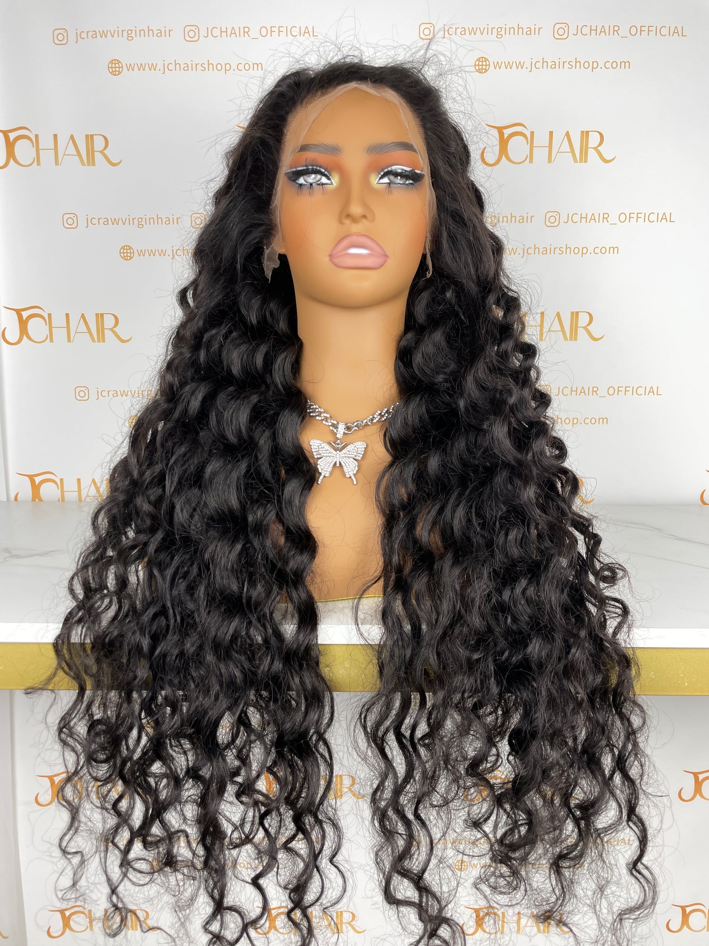 Top Burmese Virgin Hair 13x4 13x6 HD Full Frontal Wig - Loose Curly #1B