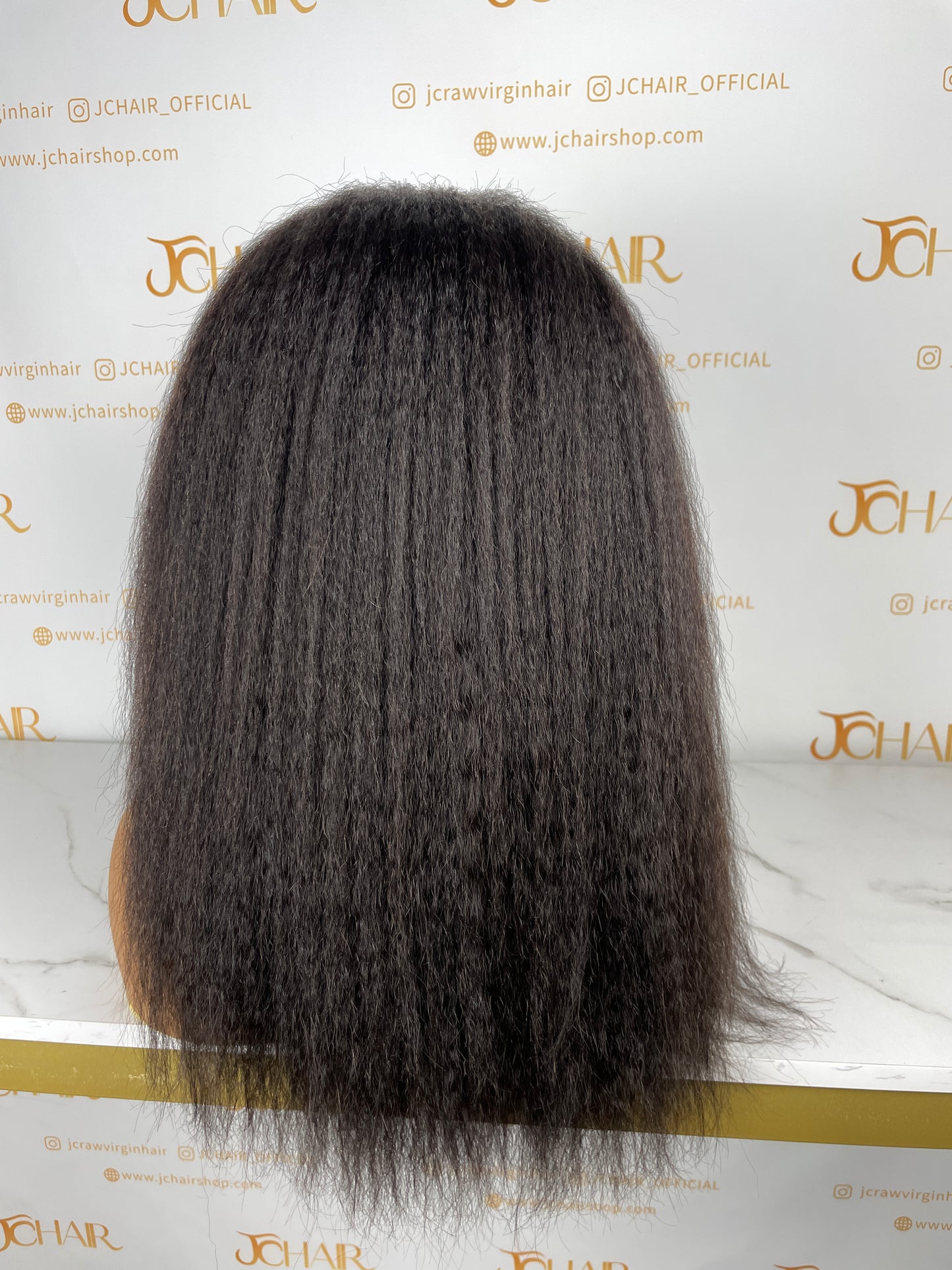 Top Burmese Virgin Hair 13x4 13x6 HD Full Frontal Wig - Kinky Straight #1B
