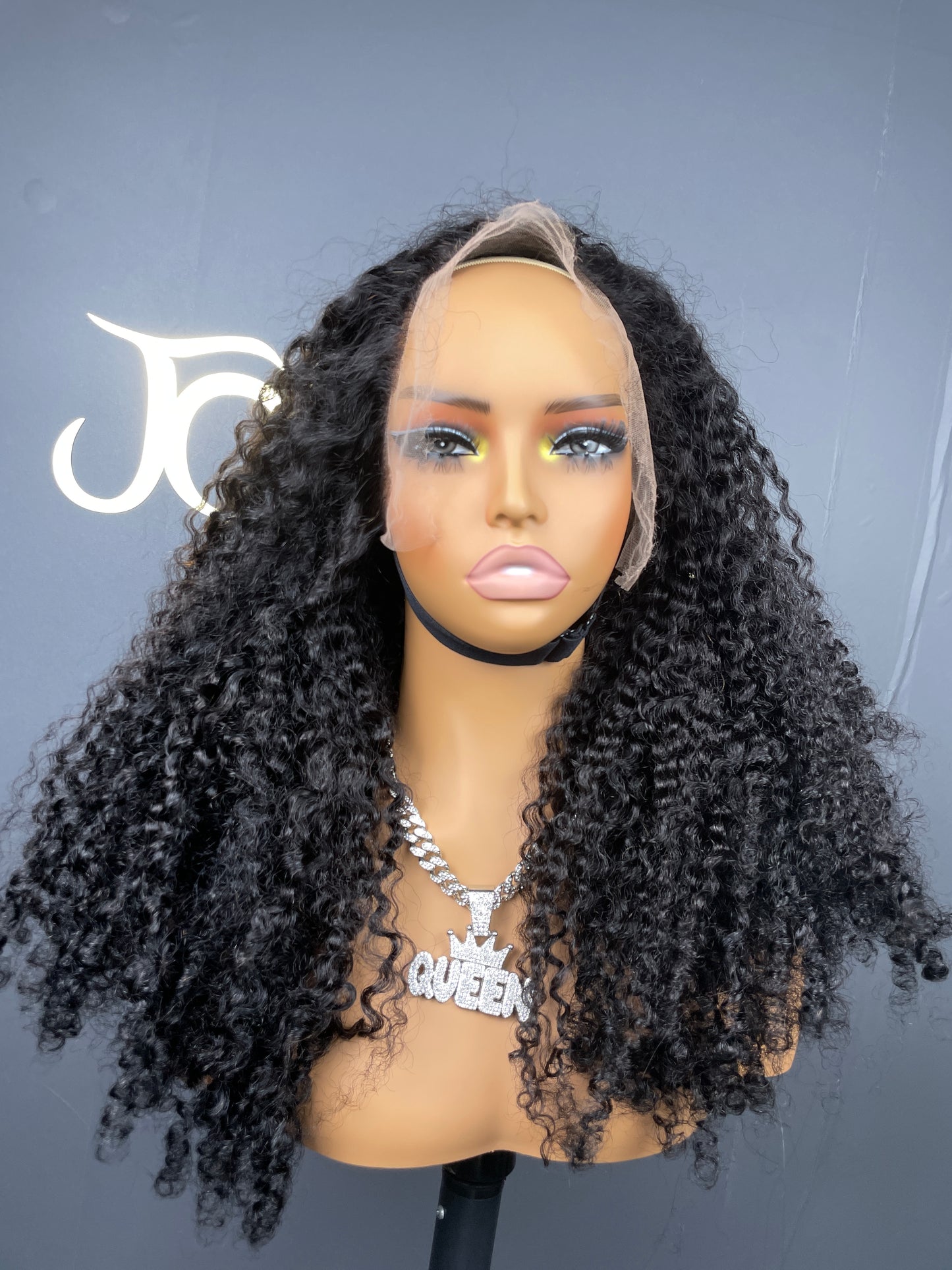 Top Burmese Virgin Hair 13x4 13x6 HD Full Frontal Wig - Spanish Spiral Curly #1B