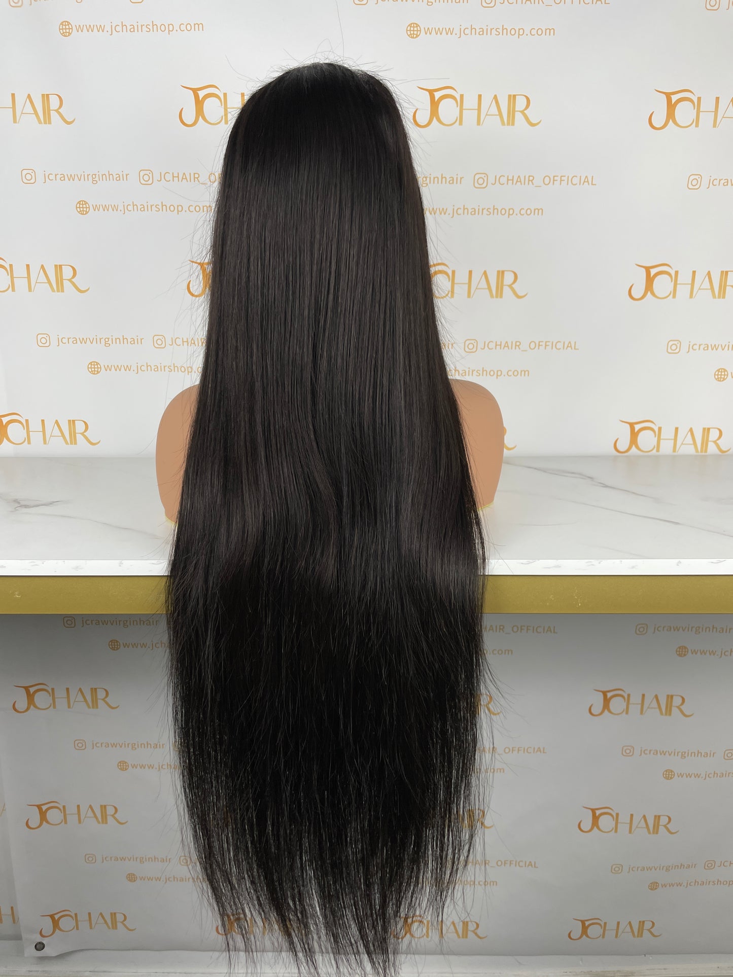 Top Burmese Virgin Hair 13x4 13x6 HD Full Frontal Wig - Straight #1B