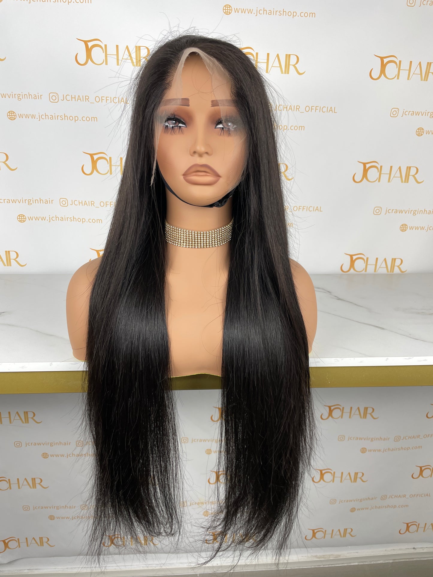Top Burmese Virgin Hair 13x4 13x6 HD Full Frontal Wig - Straight #1B