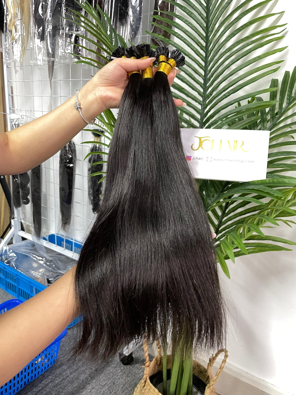 Indian Hair K-TIP Extentions Straight #1B