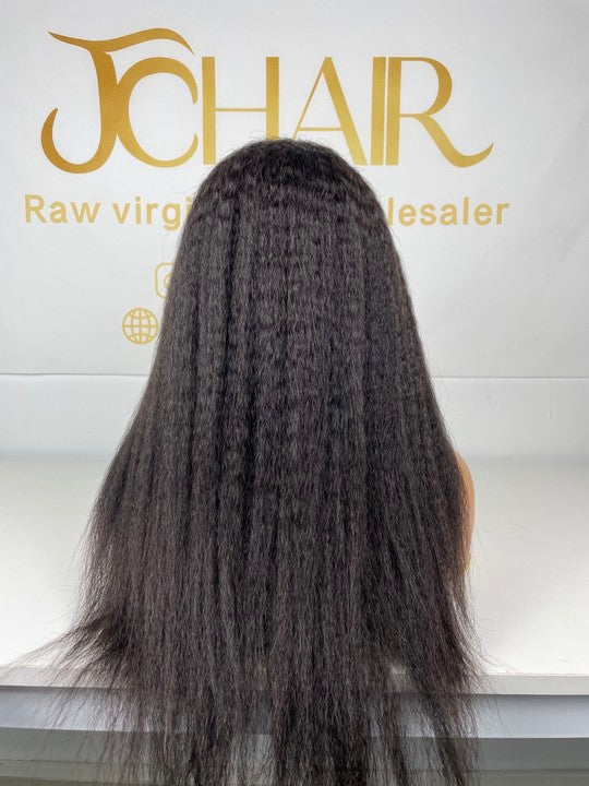 Top Virgin V-part Wig 180% 210%Density - Kinky Curly #1B