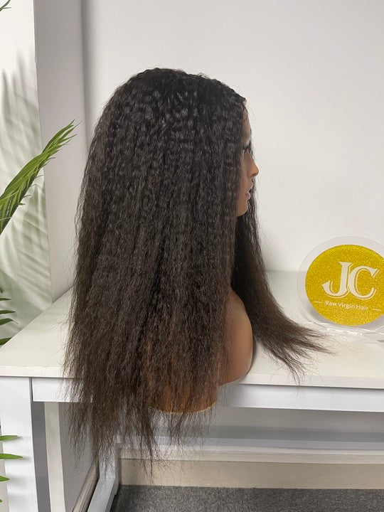 Top Virgin U-part Wig 180% 210%Density - Kinky Straight #1B