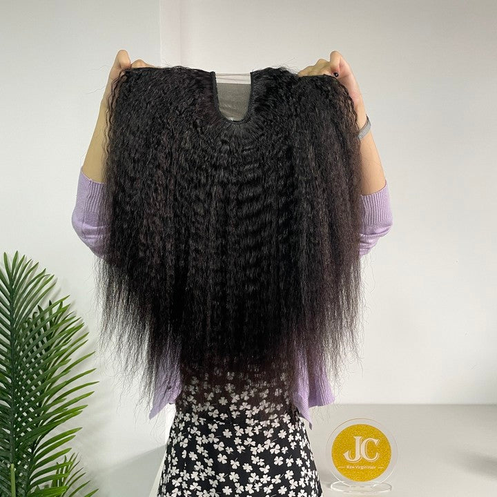 U-part Wig 180% 210%Density - Kinky Straight #1B