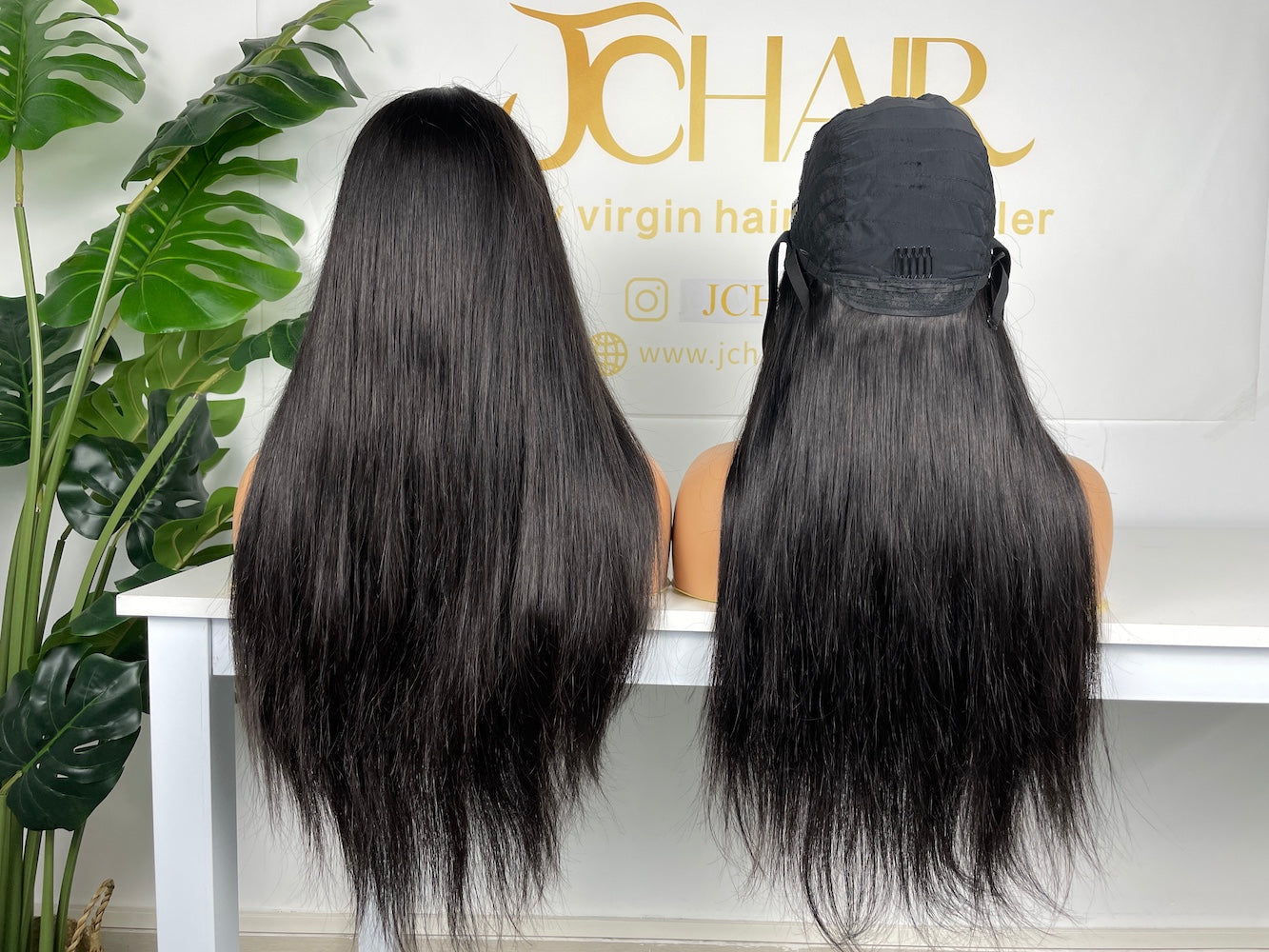 V-part Wig 180% 210%Density - Straight #1B