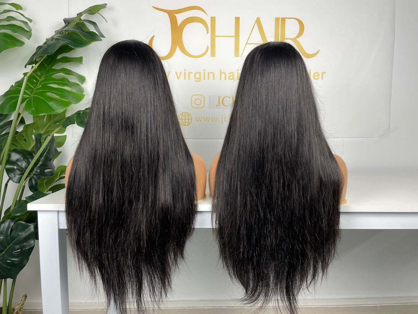 Top Virgin U-part Wig 180% 210%Density - Straight #1B