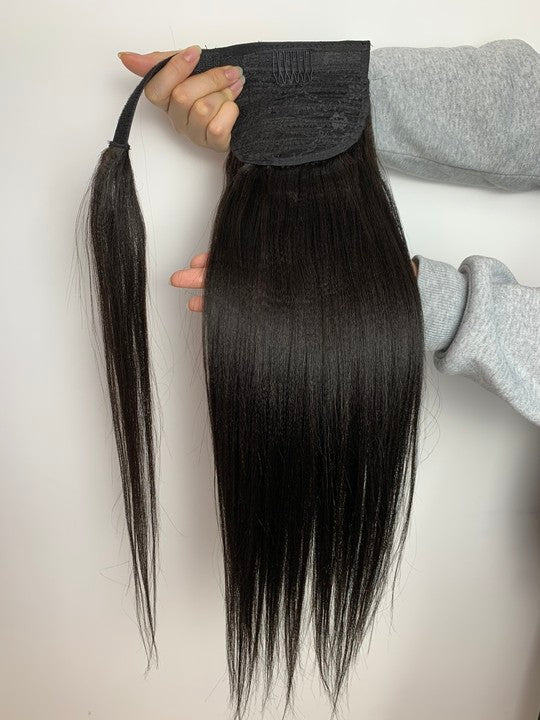 Top Virgin Ponytail #1B - Yaki Straight