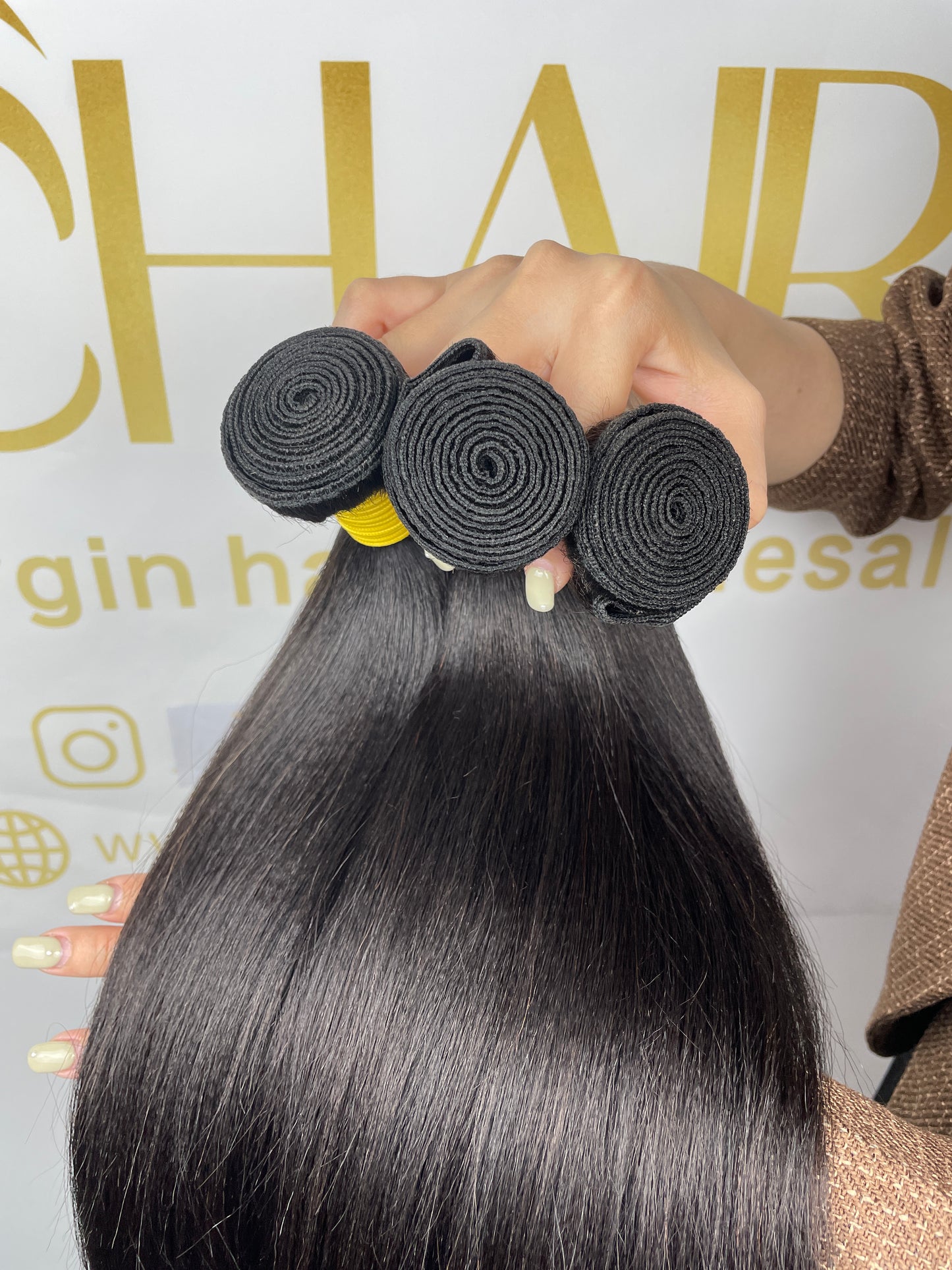 Top Burmese Virgin Hair Relaxed YAKI Straight bundles #1B