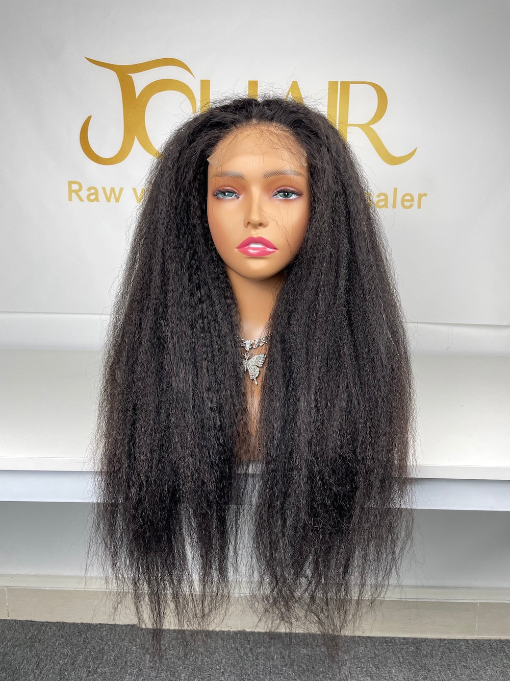 Mink Virgin Hair 4x4 5x5 HD Closure Wig - Kinky Straight #1B