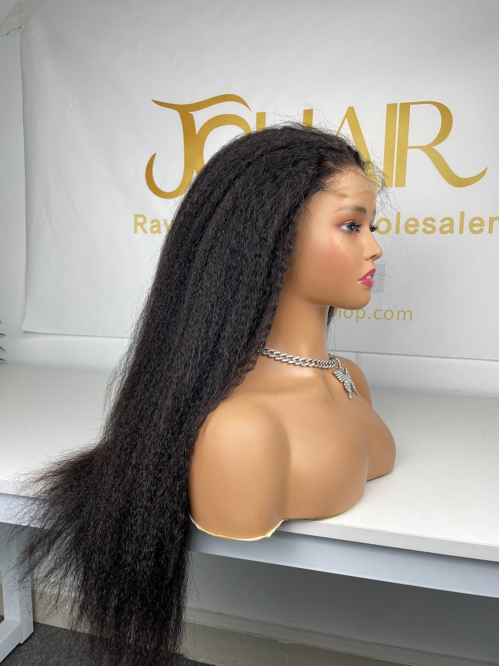 Mink Virgin Hair 4x4 5x5 HD Closure Wig - Kinky Straight #1B