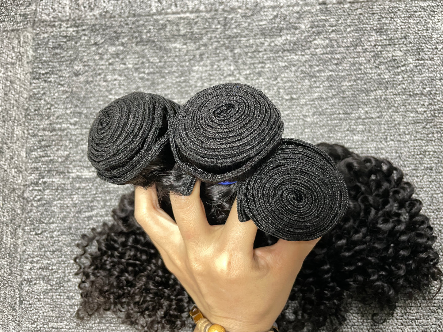 top raw cambodian hair bundle #1B kinky curly
