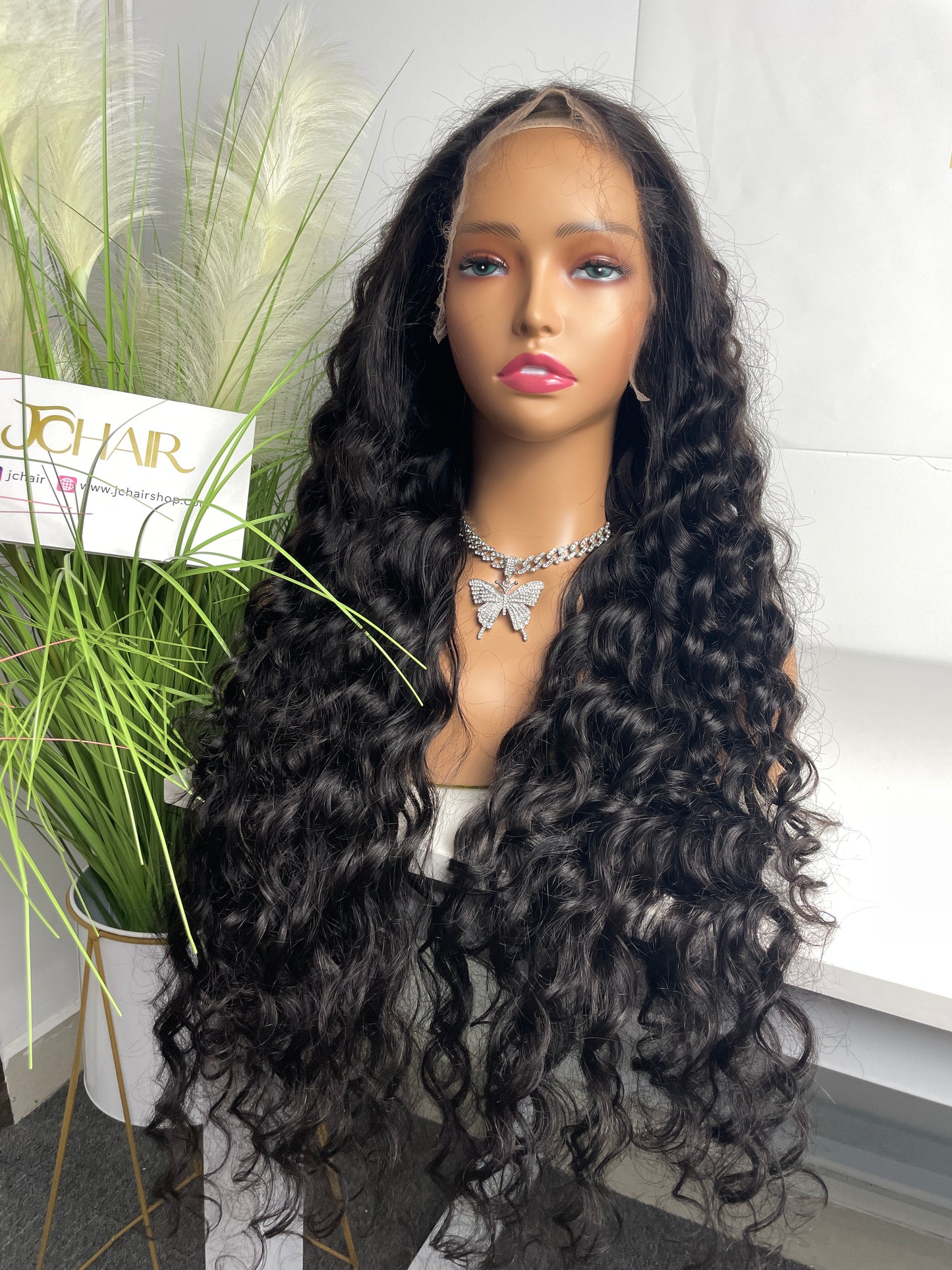 Top Burmese Virgin Hair 13x4 13x6 HD Full Frontal Wig - Loose Curly #1B