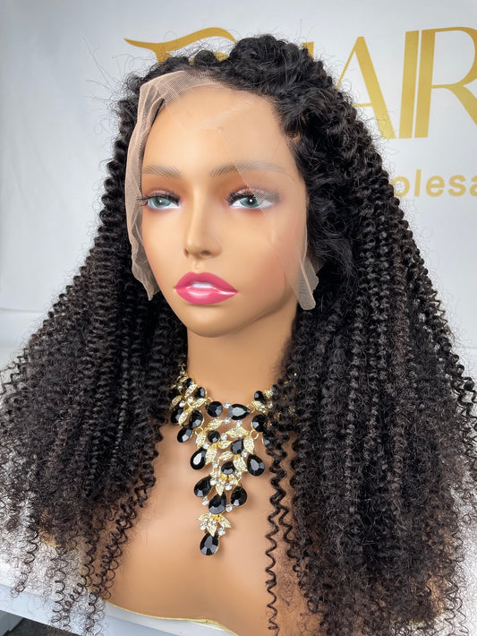 Burmese Virgin Hair 13x4 13x6 HD Full Frontal Wig  - Kinky Curly #1B