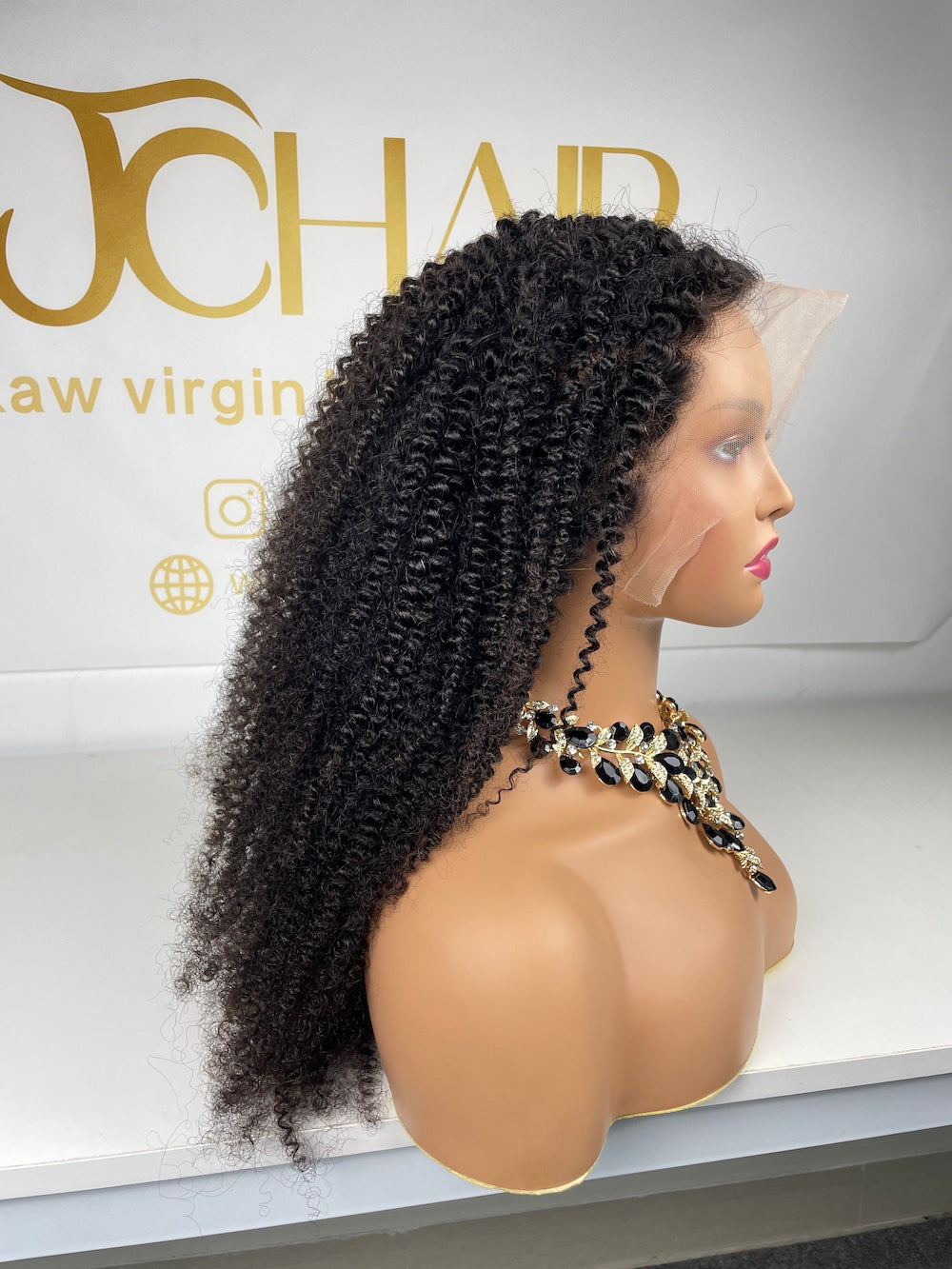 Top Burmese Virgin Hair 13x4 13x6 HD Full Frontal Wig  - Kinky Curly #1B