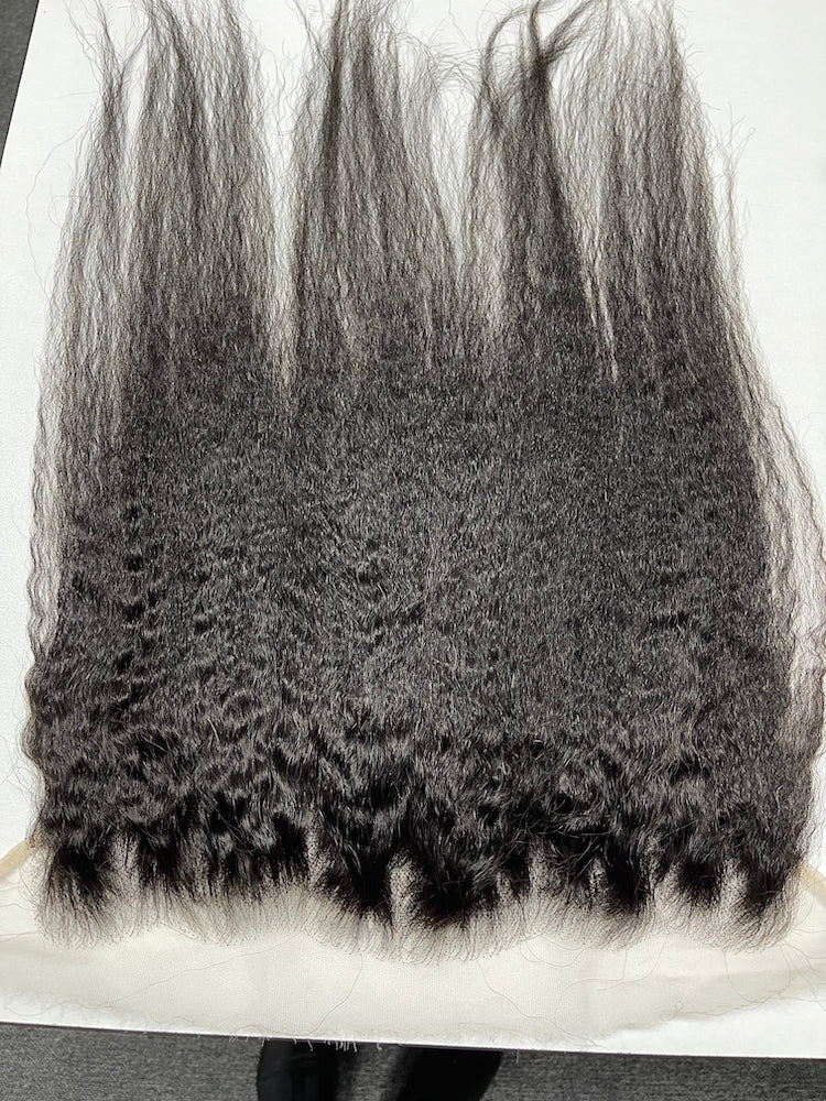 Top Virgin Kinky Straight HD / Transparent Lace Frontal #1B