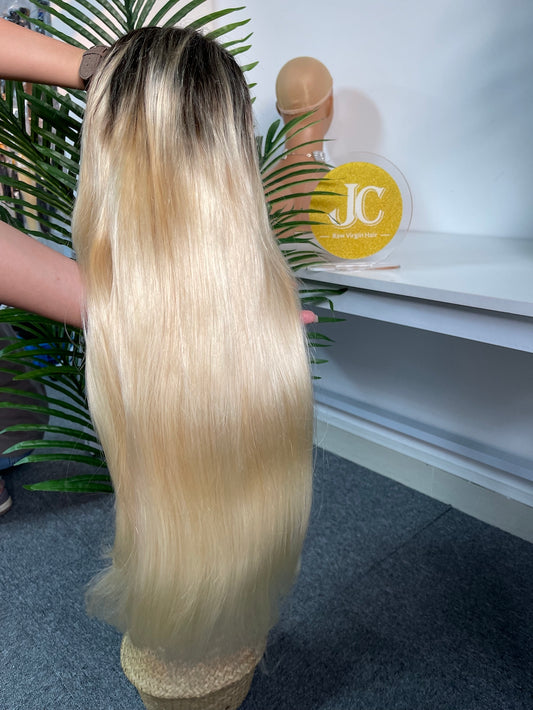 #1B/613 Straight Brazilian Hair 13X4 Transparent Lace Wig 180%