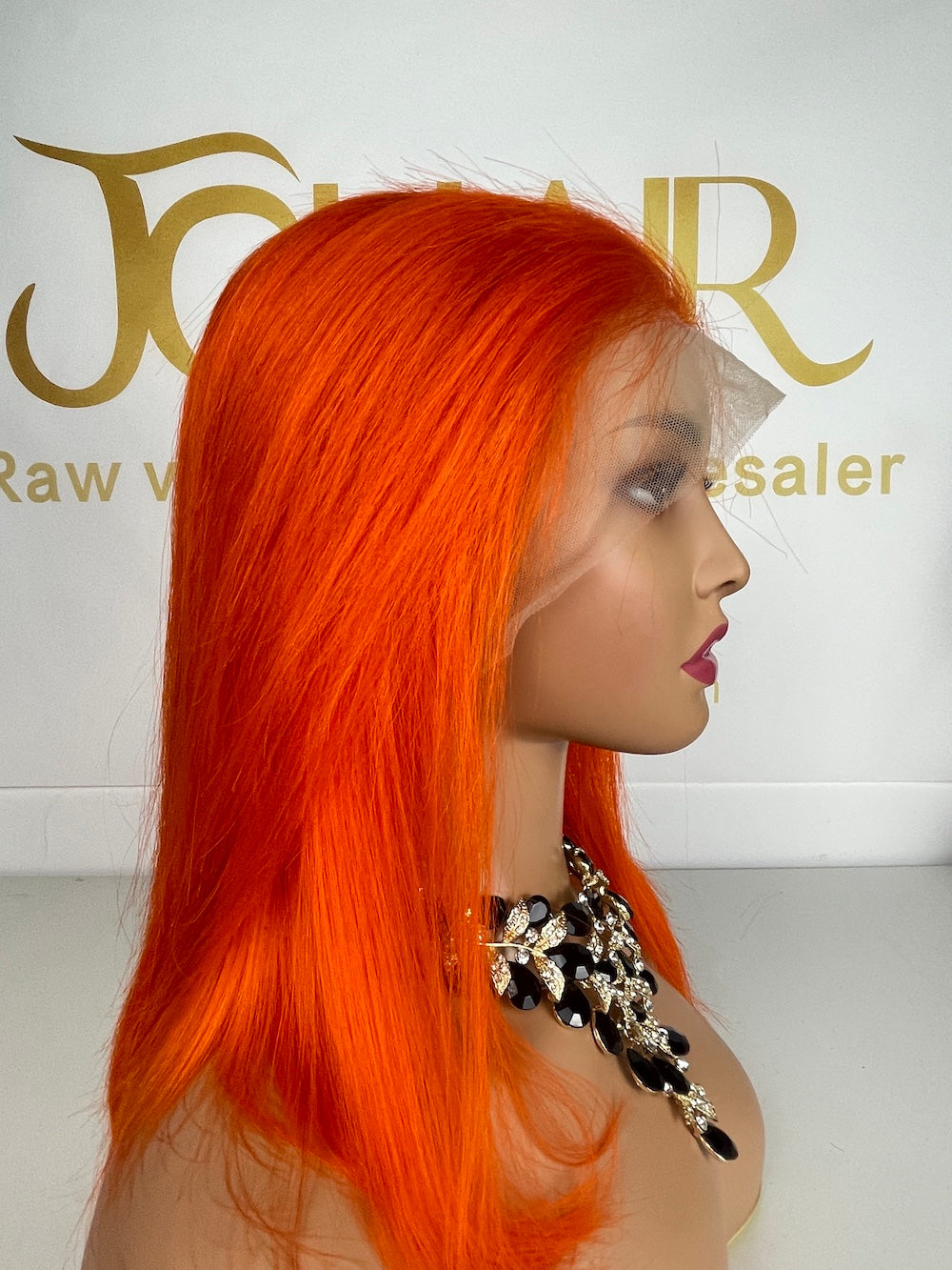 13*4 Full Frontal Transparent Lace Bob Colored Wig Straight 180% - Orange