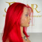 13*4 Full Frontal Transparent Lace Bob Colored Wig Straight 180% - Red