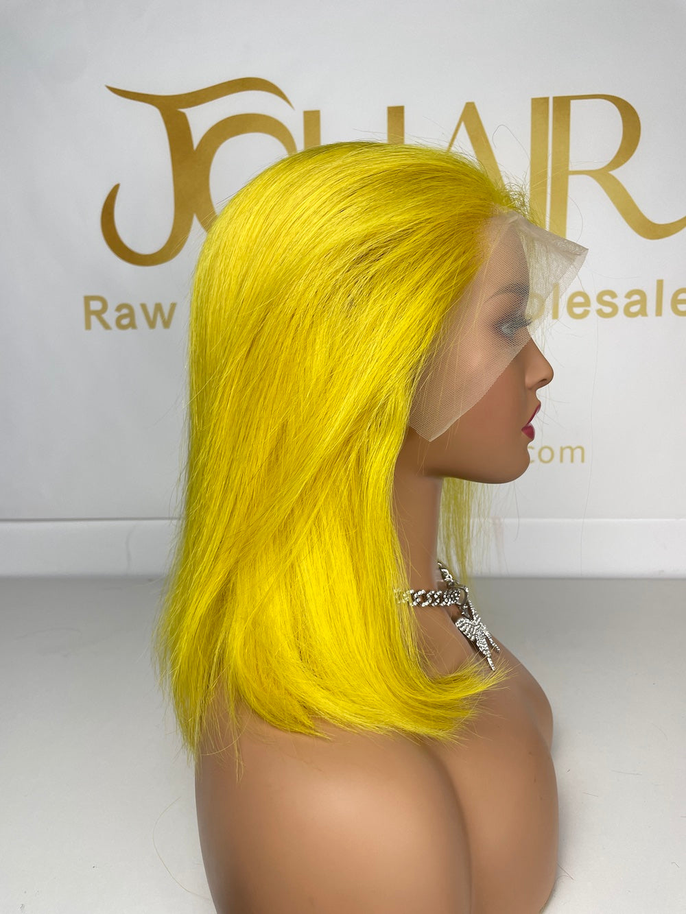 13*4 Full Frontal Transparent Lace Bob Colored Wig Straight 180% - Yellow