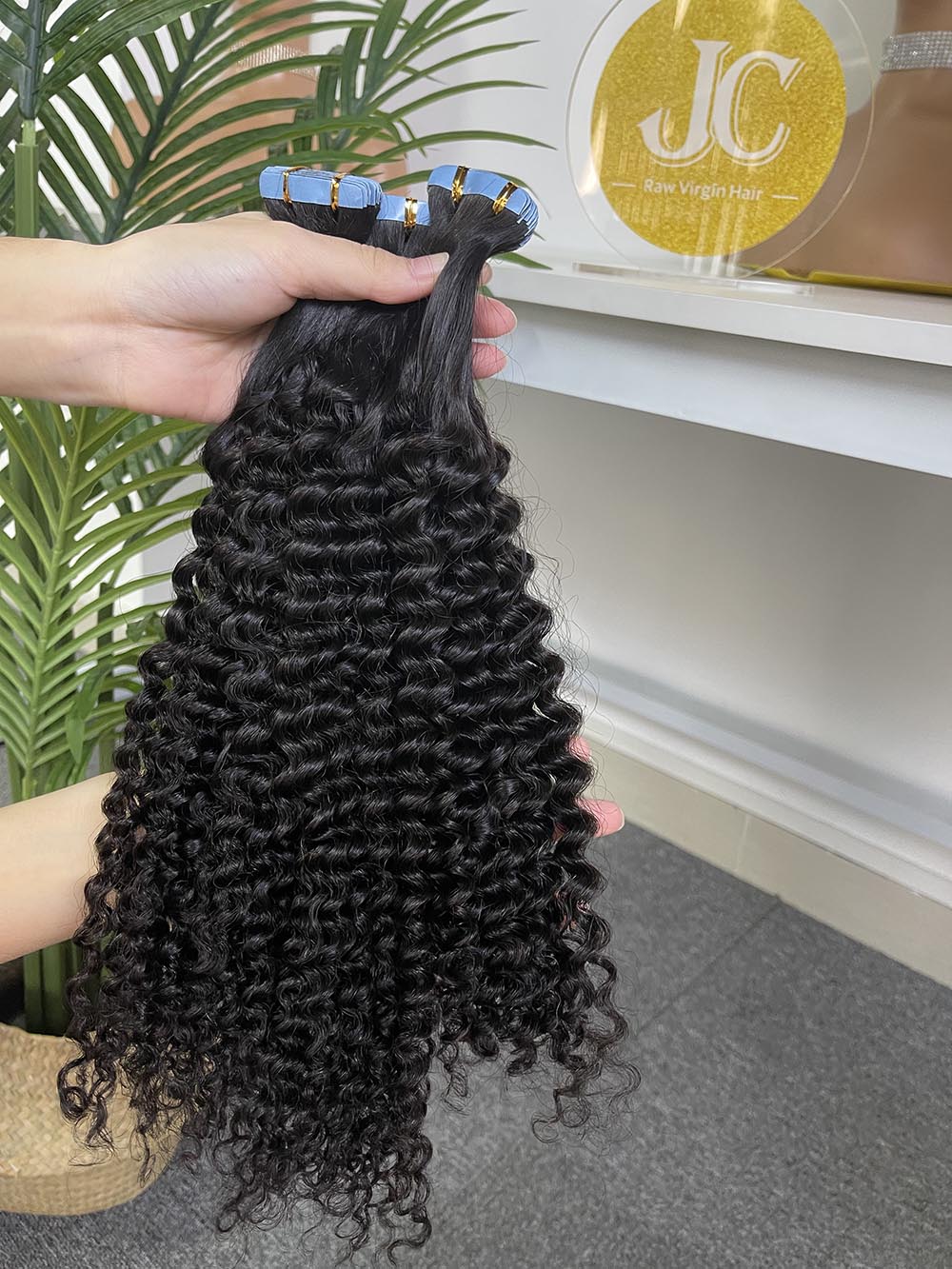 Kinky Curly Tape in Hair Extention #1B