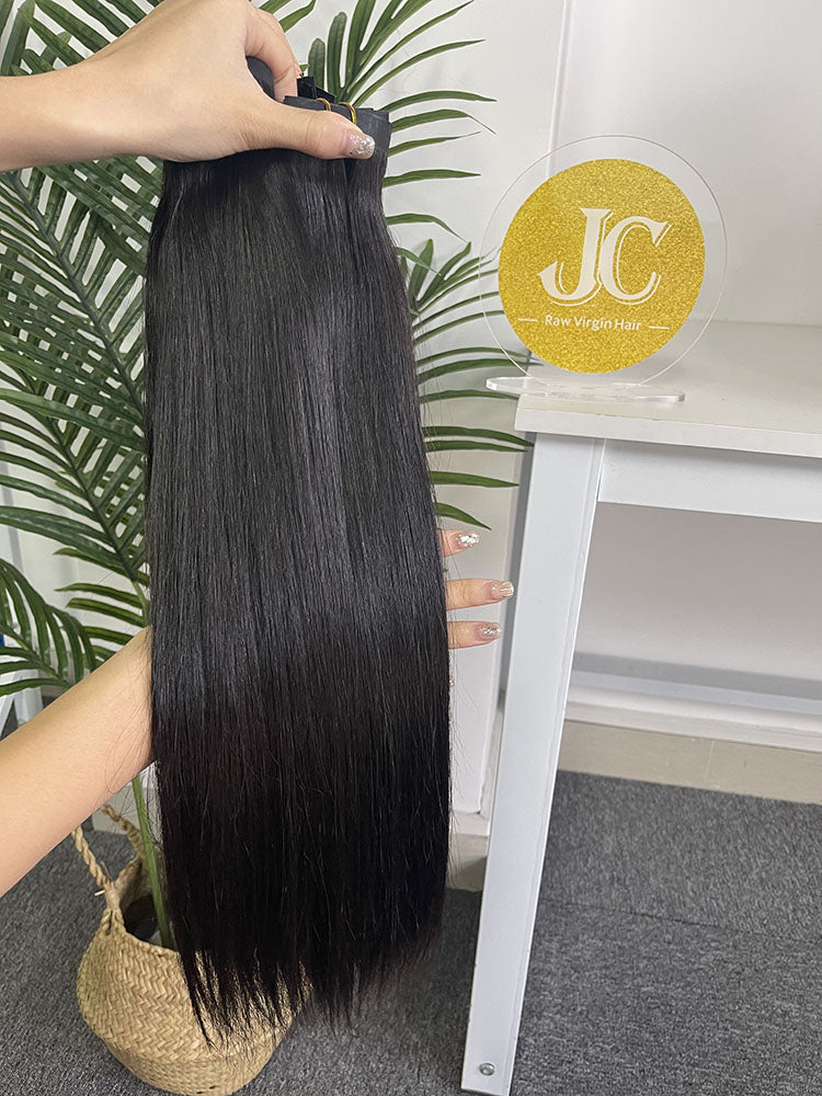 Straight Hair Seamless Clip in Hair Extention #1B