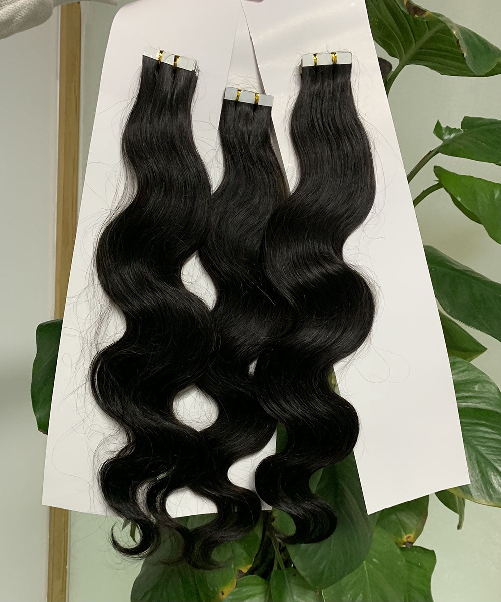 Body Wave Tape in Hair Extention #1B