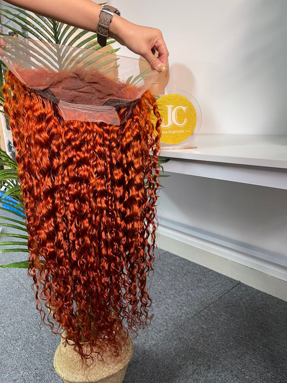 #350 Ginger Italian Curly Brazilian Hair 13X4 Transparent Lace Wig 180%