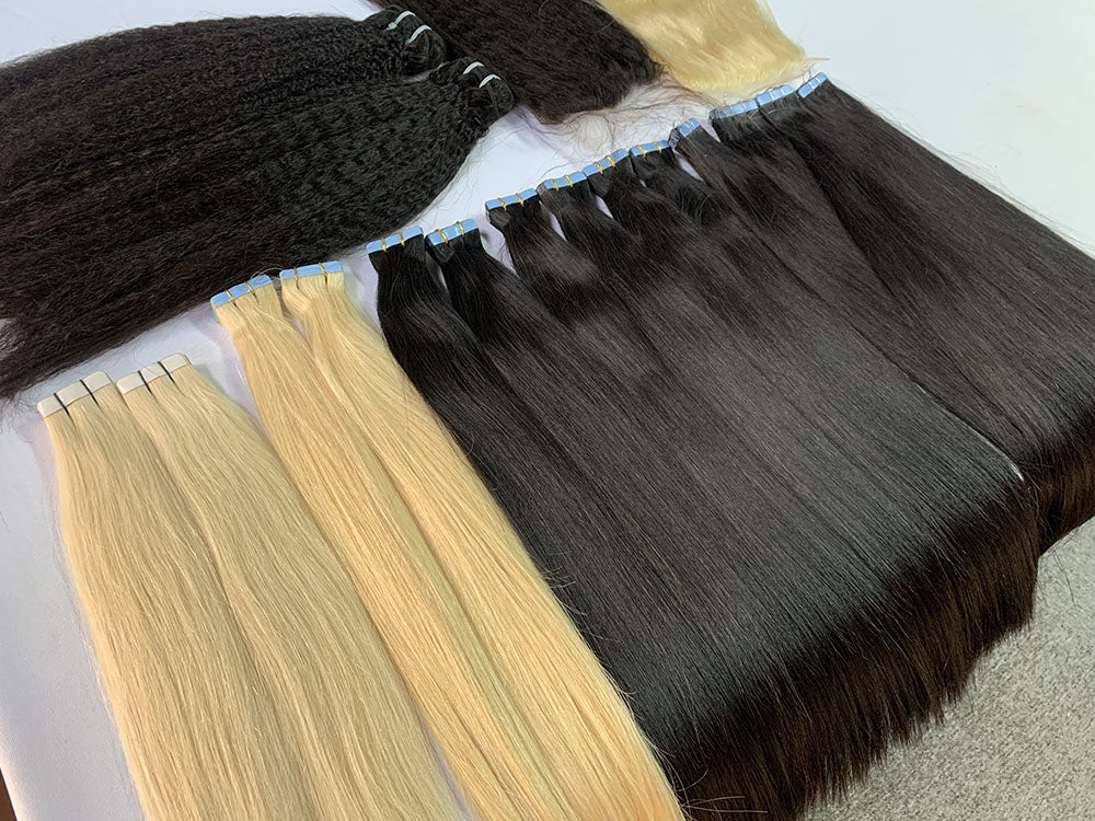 Straight Hair Tape in Hair Extention #1B