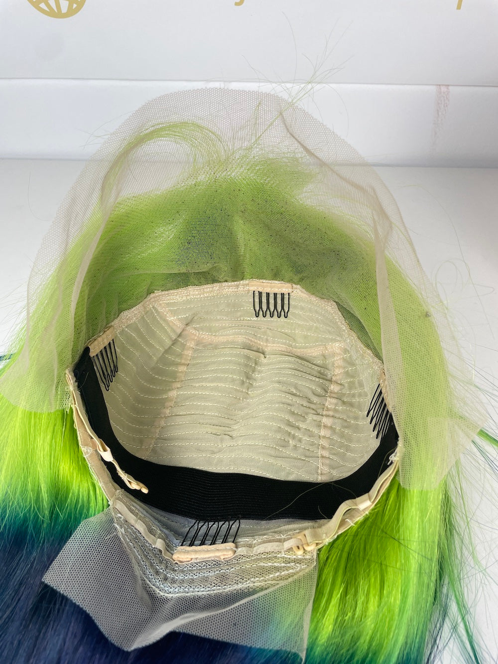 13*4 Full Frontal Transparent Lace Bob Colored Wig Straight 180% - Blue/Green