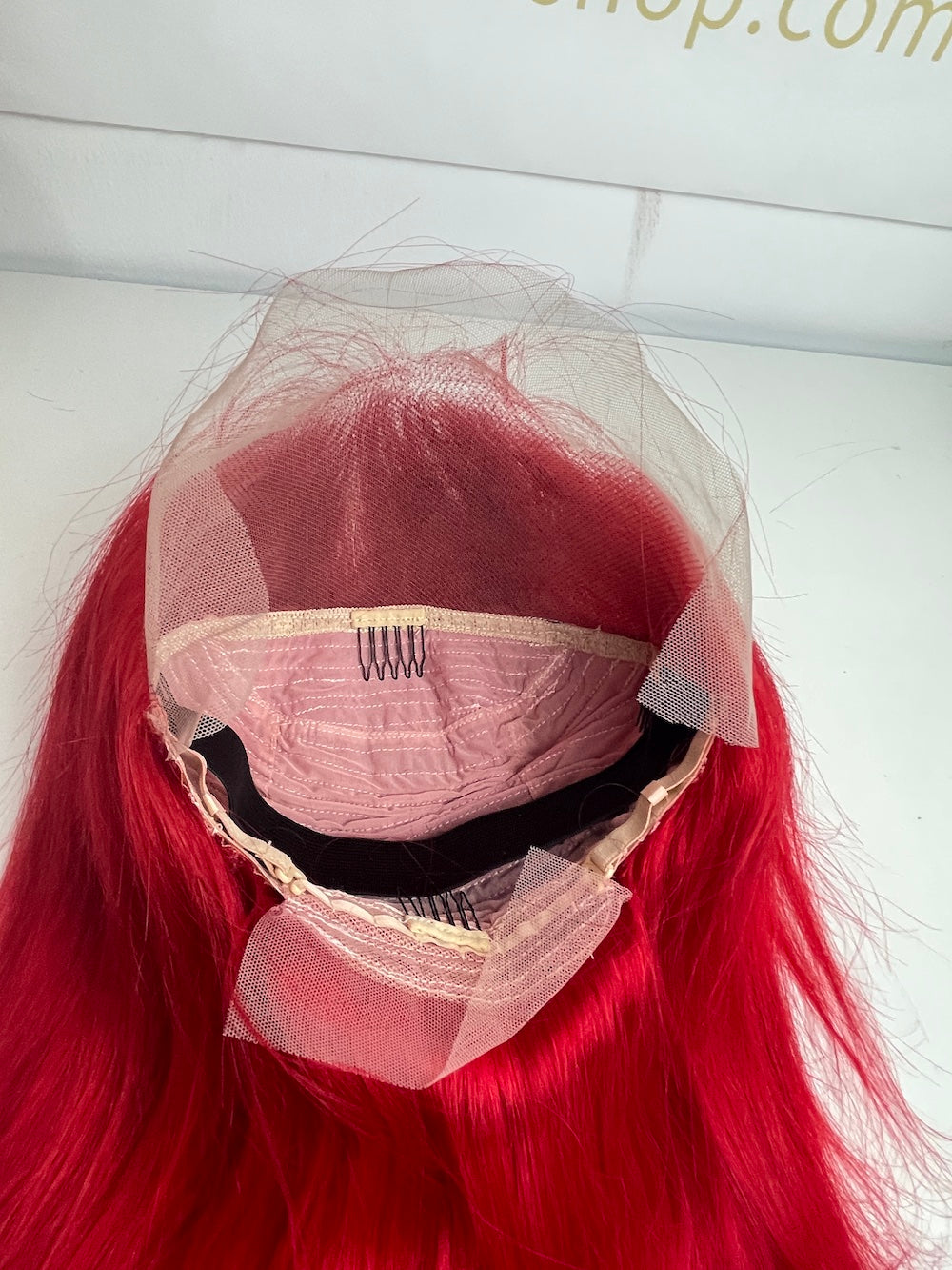 13*4 Full Frontal Transparent Lace Bob Colored Wig Straight 180% - Red